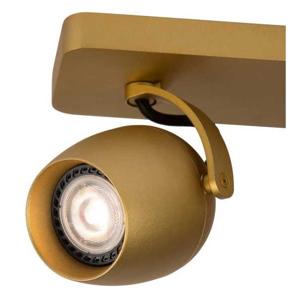 Lucide PRESTON - Spot plafond - LED Dim to warm - GU10 - 2x5W 2200K/3000K - Or Mat / Laiton - détail 1